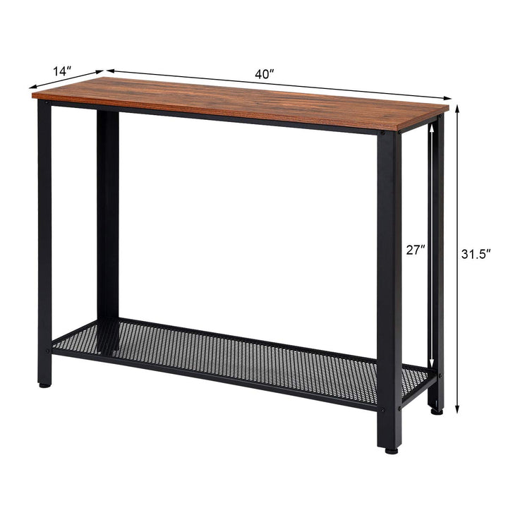 Giantex Console Sofa Table Wood W/Adjustable Feet and Storage Shelf