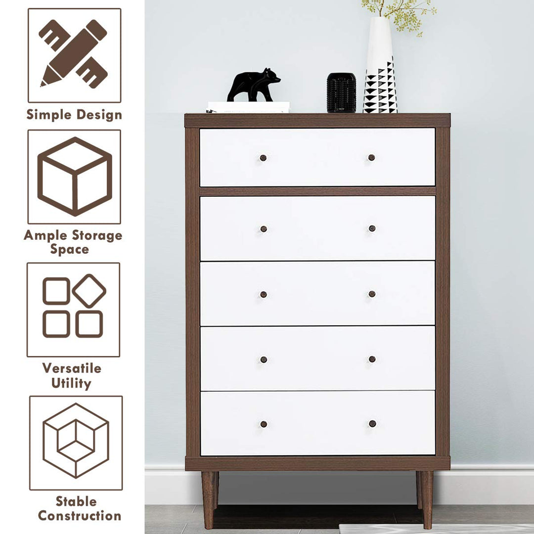 Giantex Drawer Dresser Wooden Chest W/Drawers, Sliding Rail and Stable Frame Antique-Style Free-Standing Chest for The Bedroom