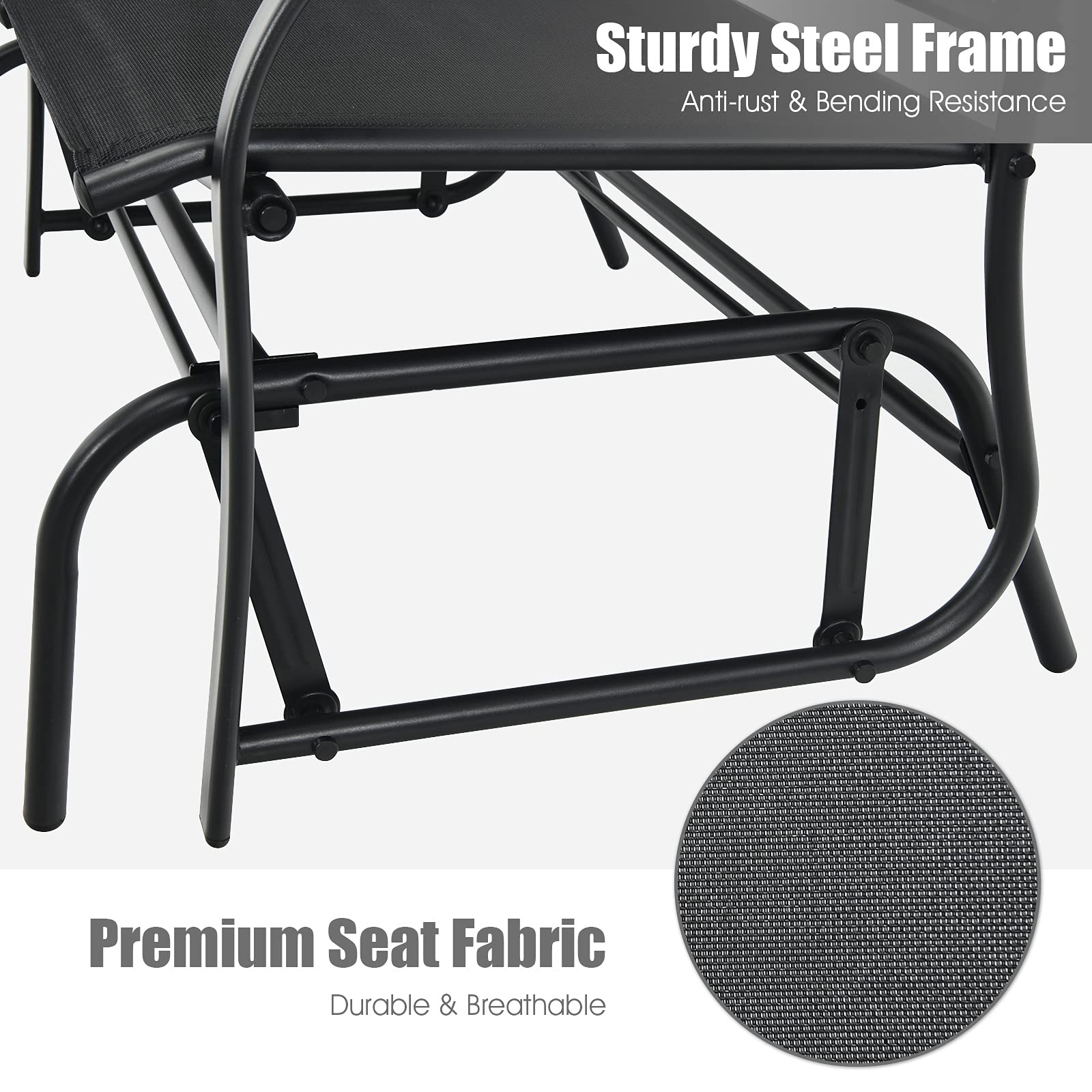 Giantex Patio Glider Stable Steel Frame for Outdoor Backyard