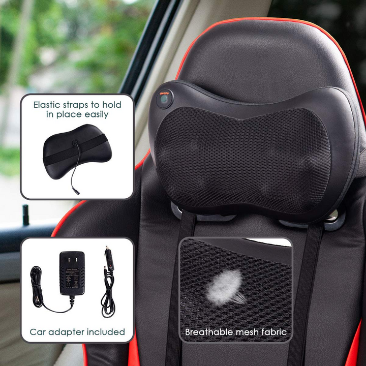 Giantex Shiatsu Back Neck Massager with Heat, Kneading Massage Pillow for Muscle Pain Relief