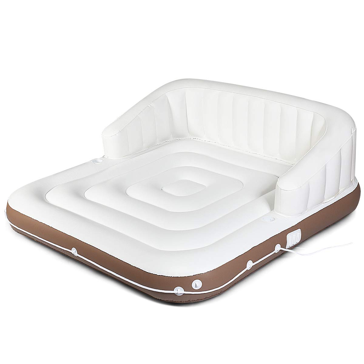 Giantex Canopy Island Inflatable Lounge, Floating Island Raft w/ High Backrest Armrest