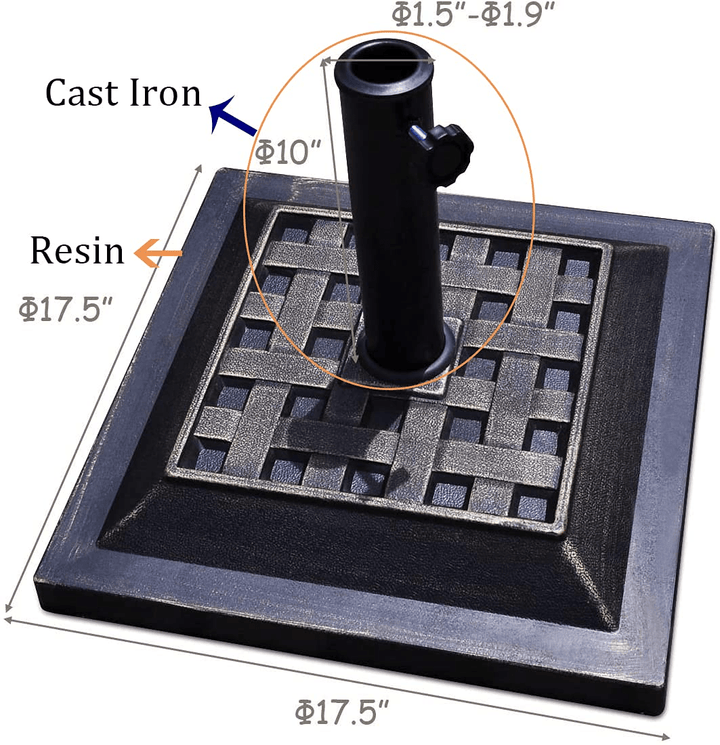 Giantex 30lbs Patio Market Umbrella Base, Classic Square, 17.5"X 17.5" - Giantexus