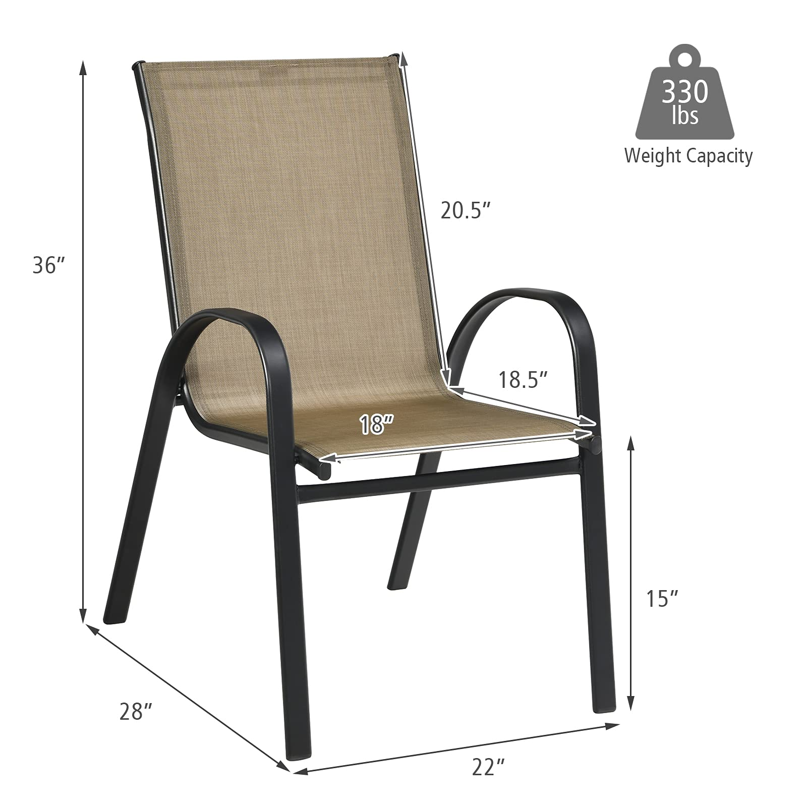 Giantex Space Saving Outdoor Camping Chairs with Armrest High Backrest for Deck Pool Beach Yard