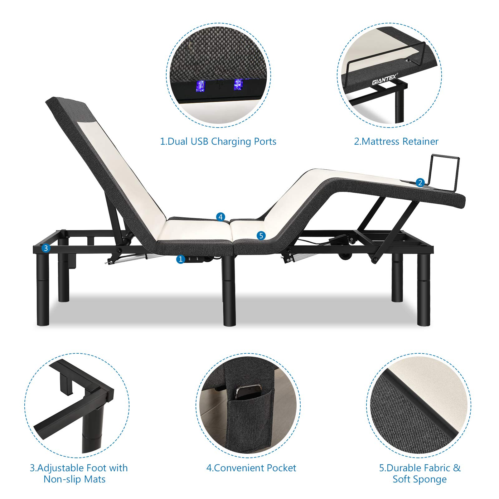 Giantex Adjustable Bed Base with Wireless Remote