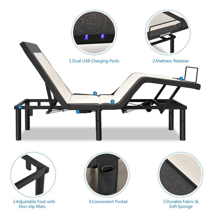 Adjustable Bed Base with Wireless Remote - Giantex