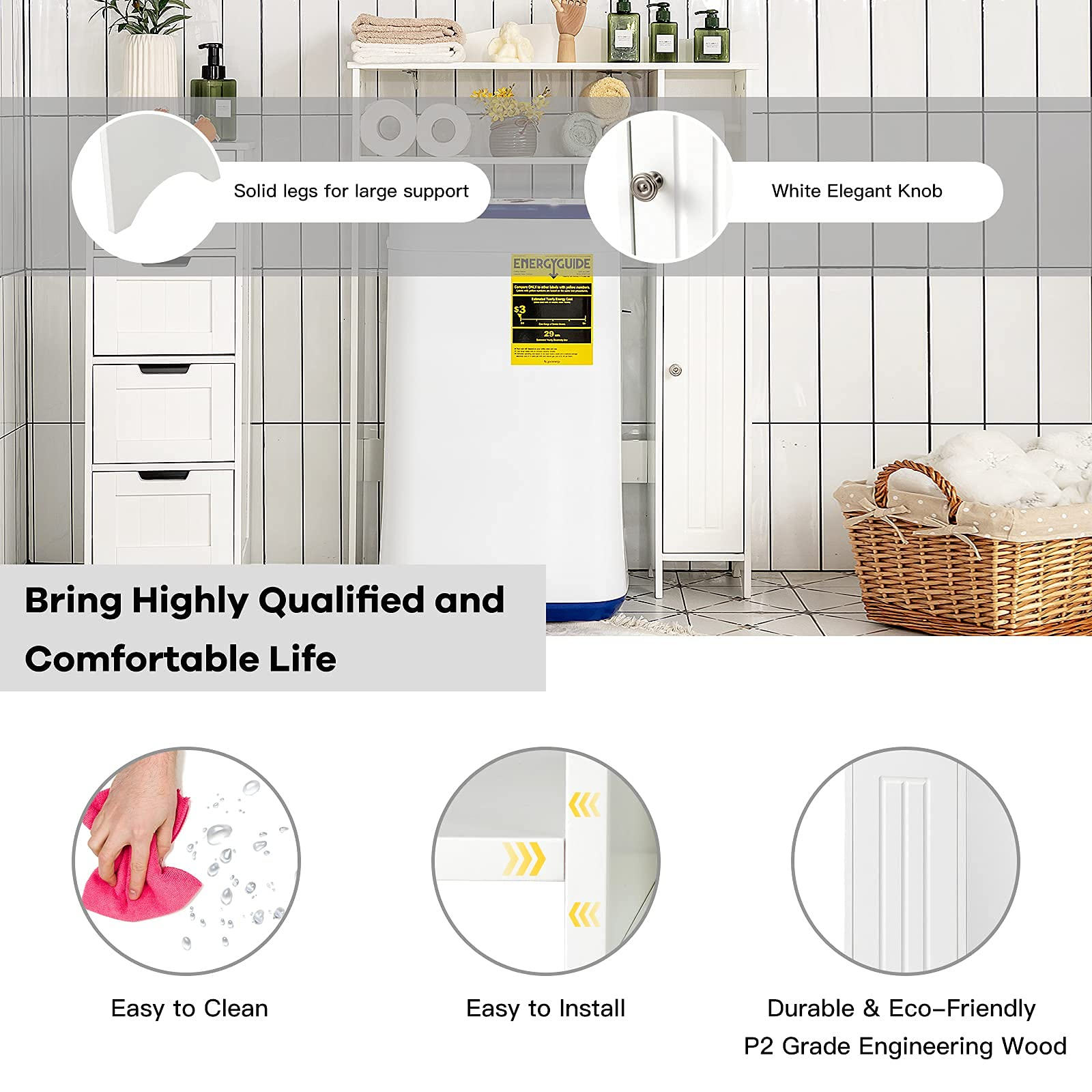 Giantex Over-The-Toilet Storage Rack, Bathroom Freestanding Space Saver with 1-Door Side Storage Cabinet