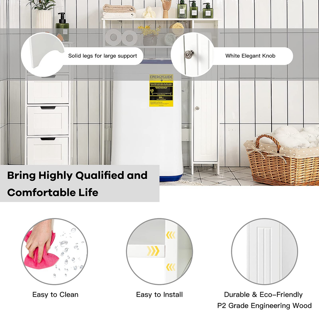 Giantex Over-The-Toilet Storage Rack, Bathroom Freestanding Space Saver with 1-Door Side Storage Cabinet