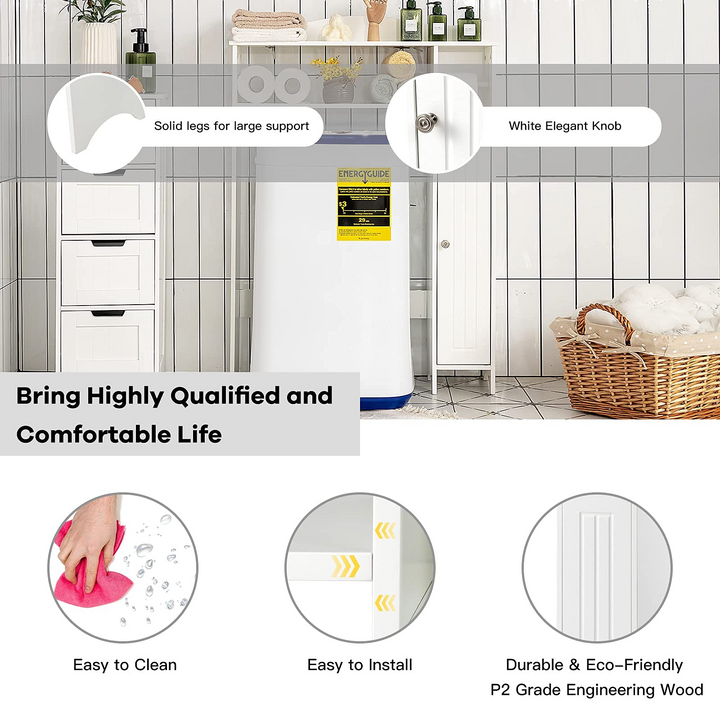 Giantex Over-The-Toilet Storage Rack, Bathroom Freestanding Space Saver with 1-Door Side Storage Cabinet