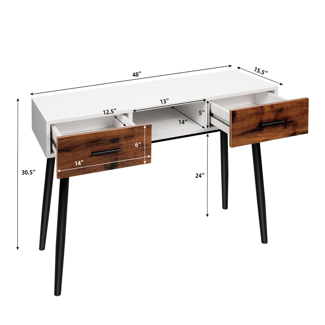 Giantex 48" Console Table, Industrial Style Sofa Table w/ 2 Drawers & Middle Open Shelf