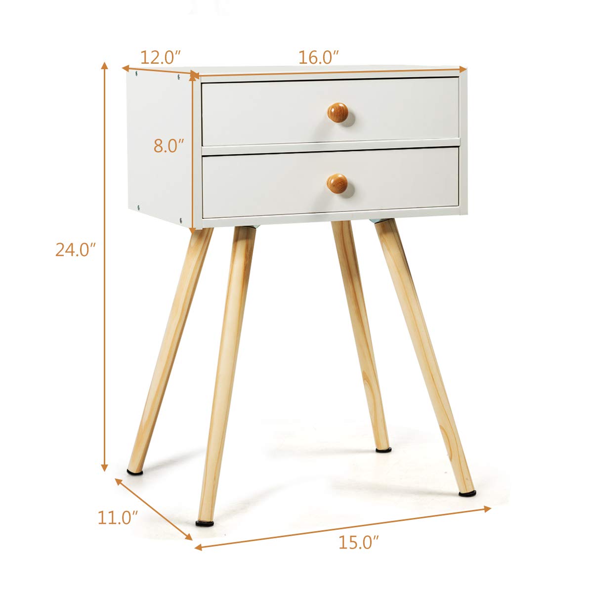 Giantex Nightstand W/2 Drawers for Bedroom