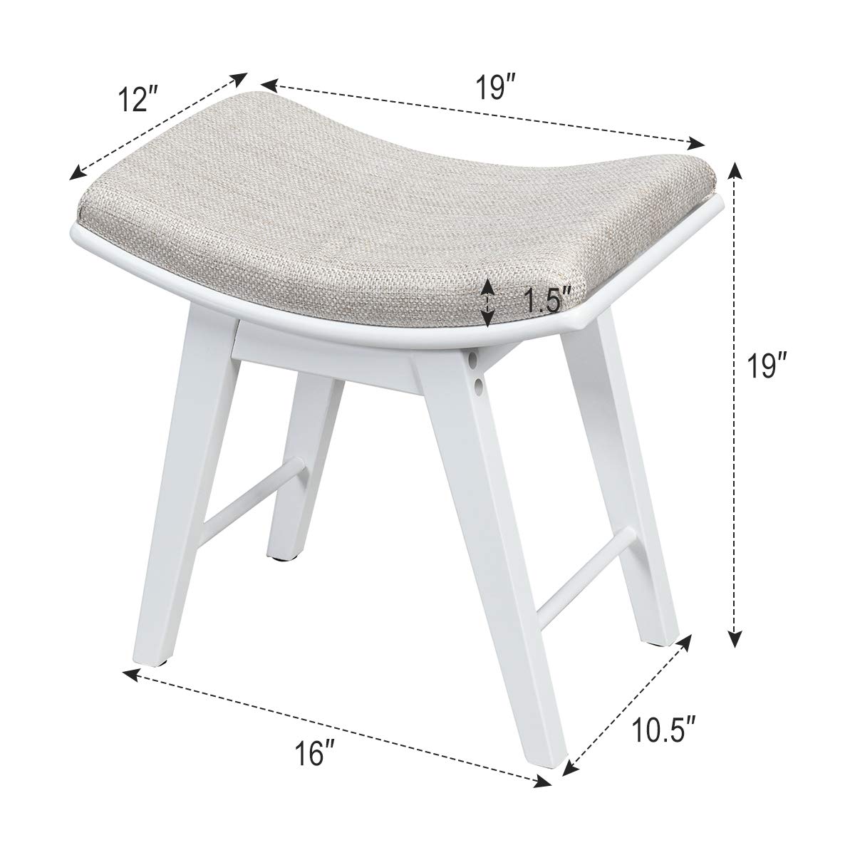 CHARMAID Vanity Stool, Makeup Dressing Stool with Concave Seat Surface