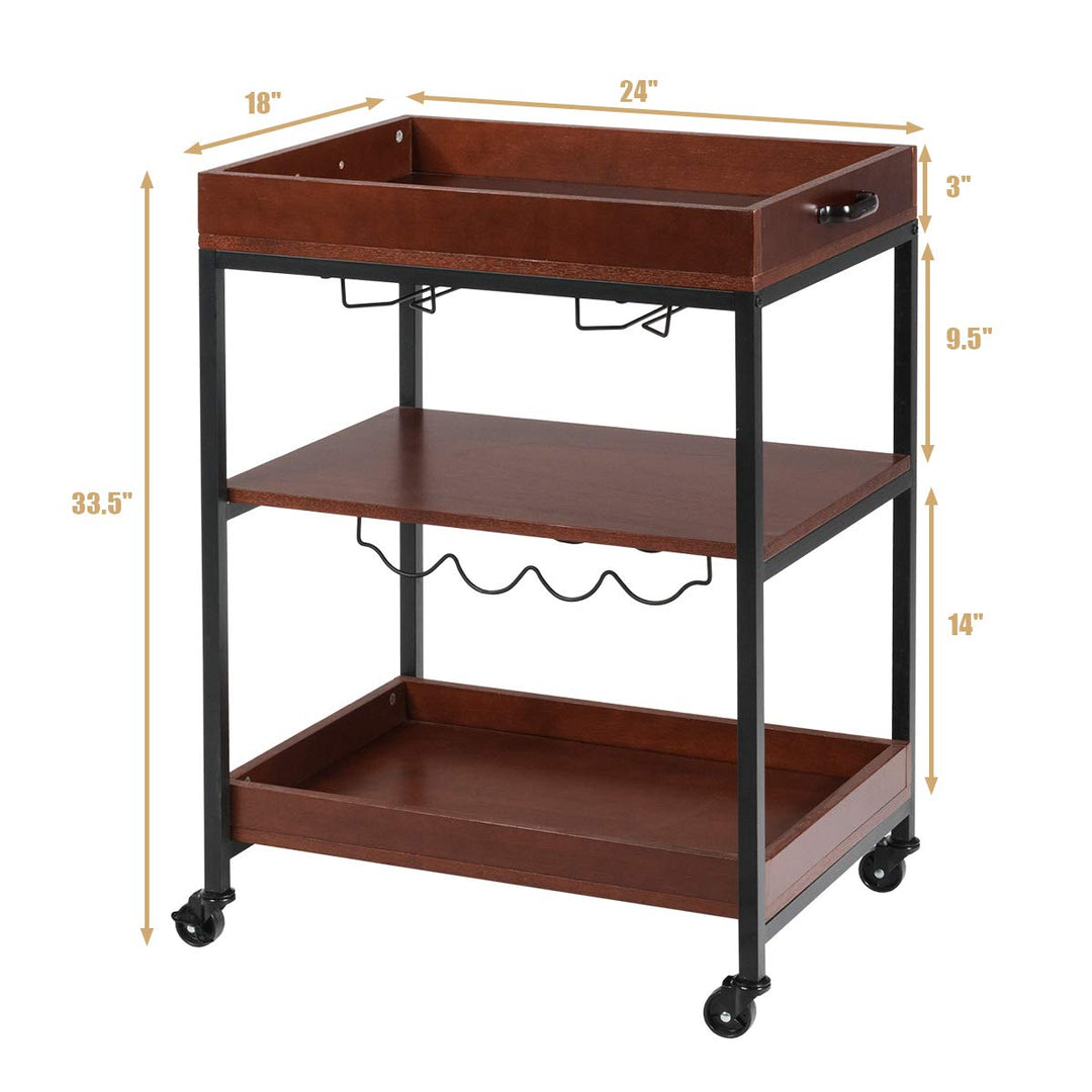 Giantex Kitchen Island Cart Rolling Industrial Style, Rustic Brown