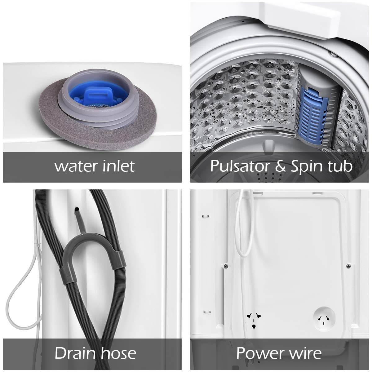 Portable 8 lbs Load Capacity Compact Full-Automatic Laundry