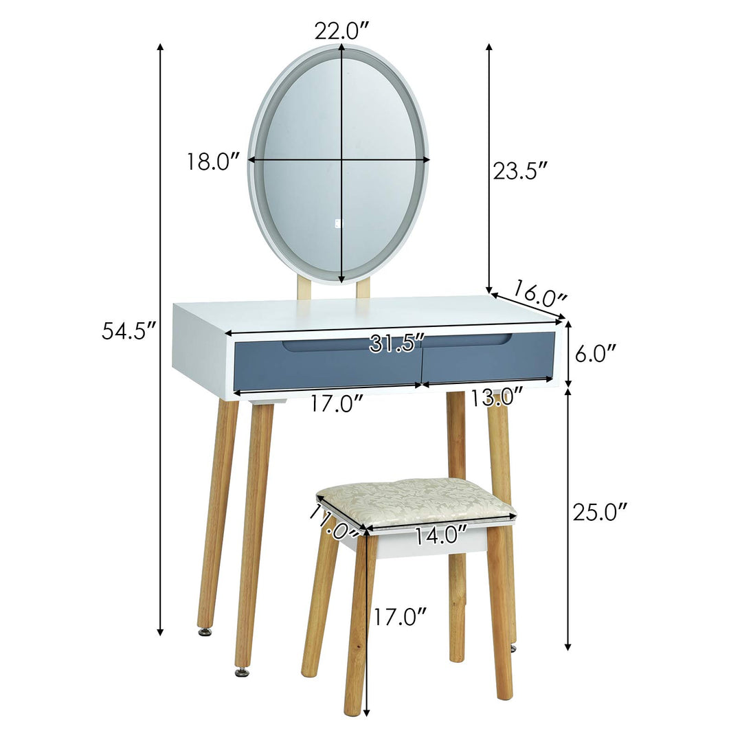 CHARMAID Vanity Set with Lighted Mirror - Giantexus