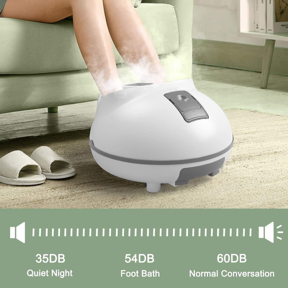 Giantex Steam Foot Spa Bath Massager w/3 Heat Levels, Pedicure Massage Rollers, Foot Spa Massager for Stress Relief (Brown/Gray) - Giantexus