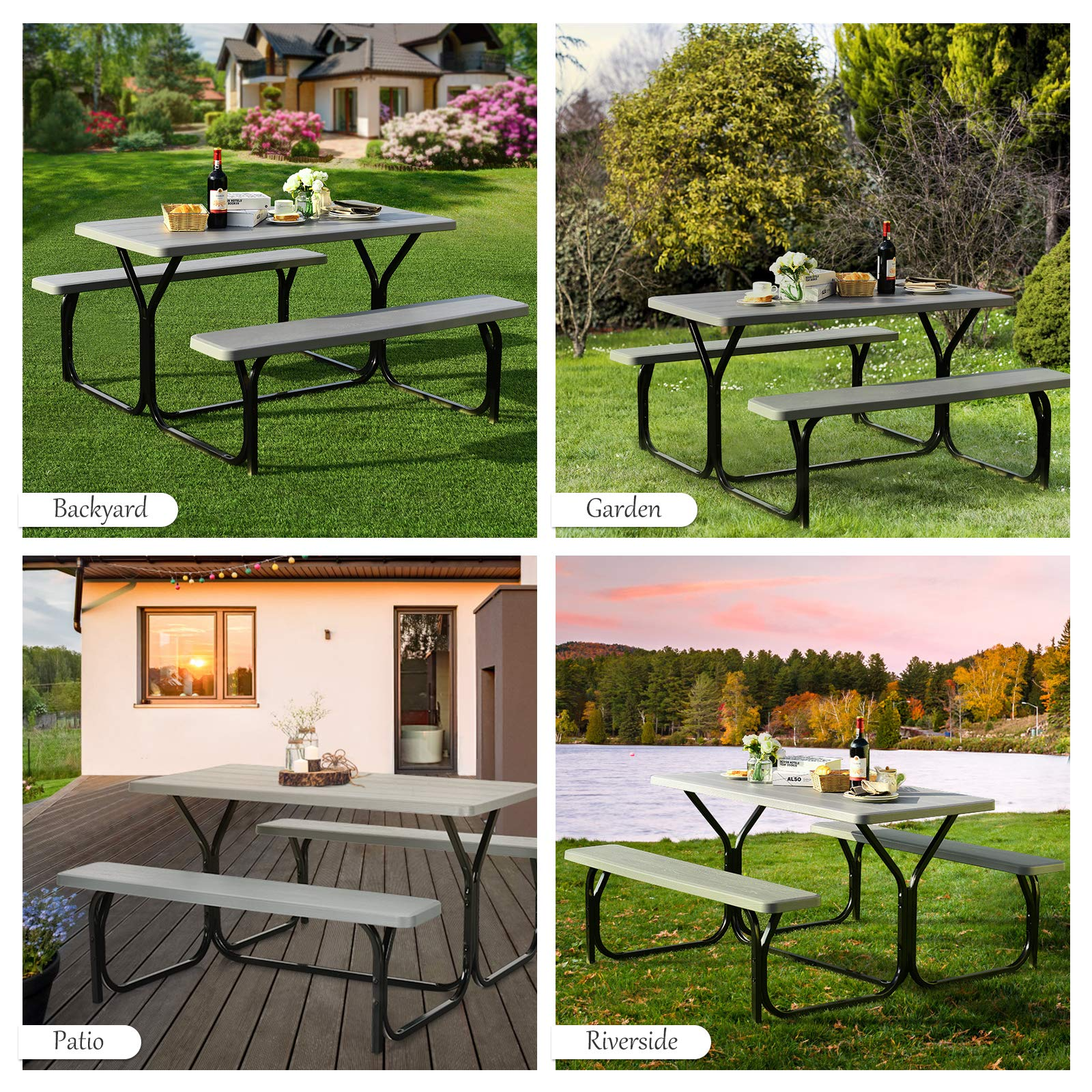 Giantex Picnic Table Bench Set for Outdoor Camping