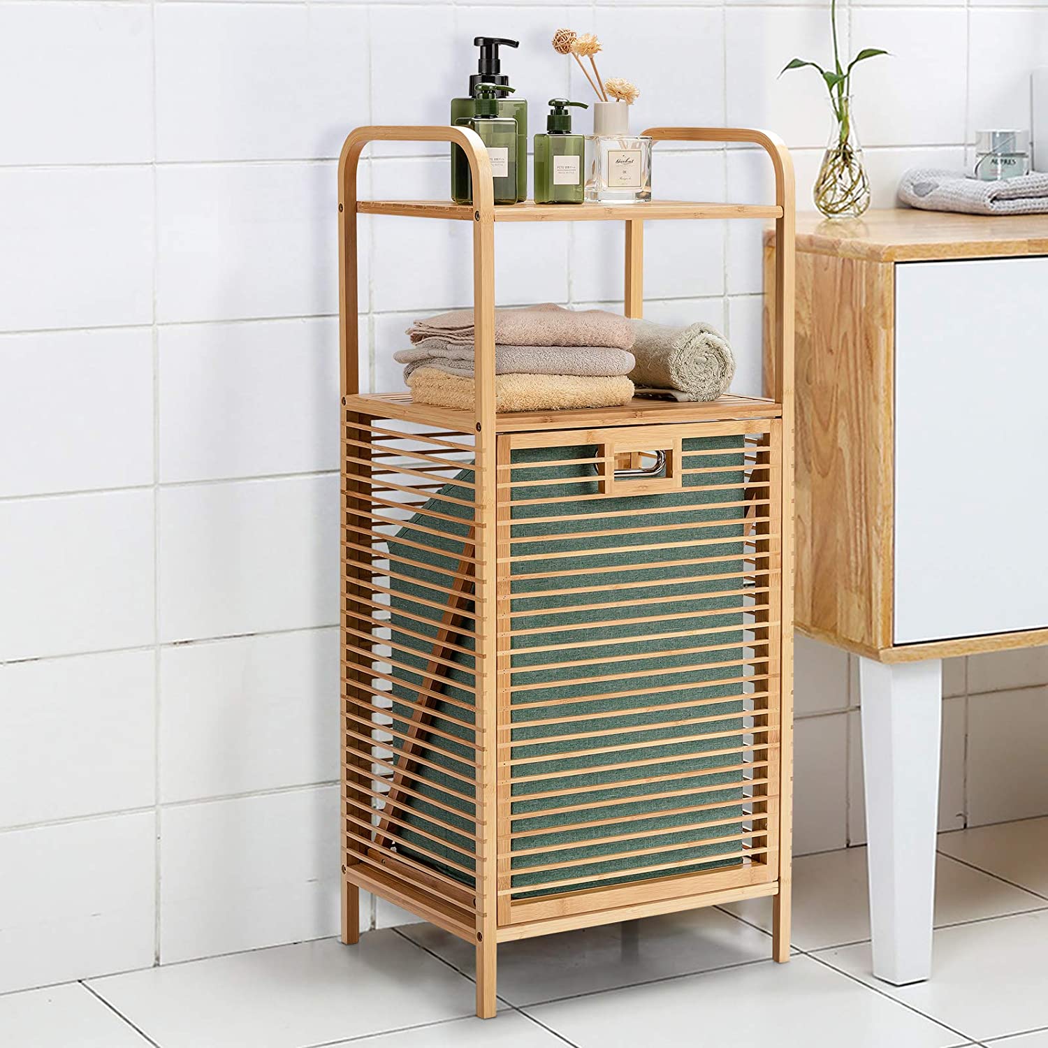 Bamboo Freestanding Clothes Basket - Giantexus