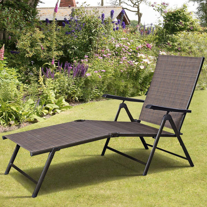 Set of 2 Chaise Lounge Chair with 5 Adjustable Reclining Positions