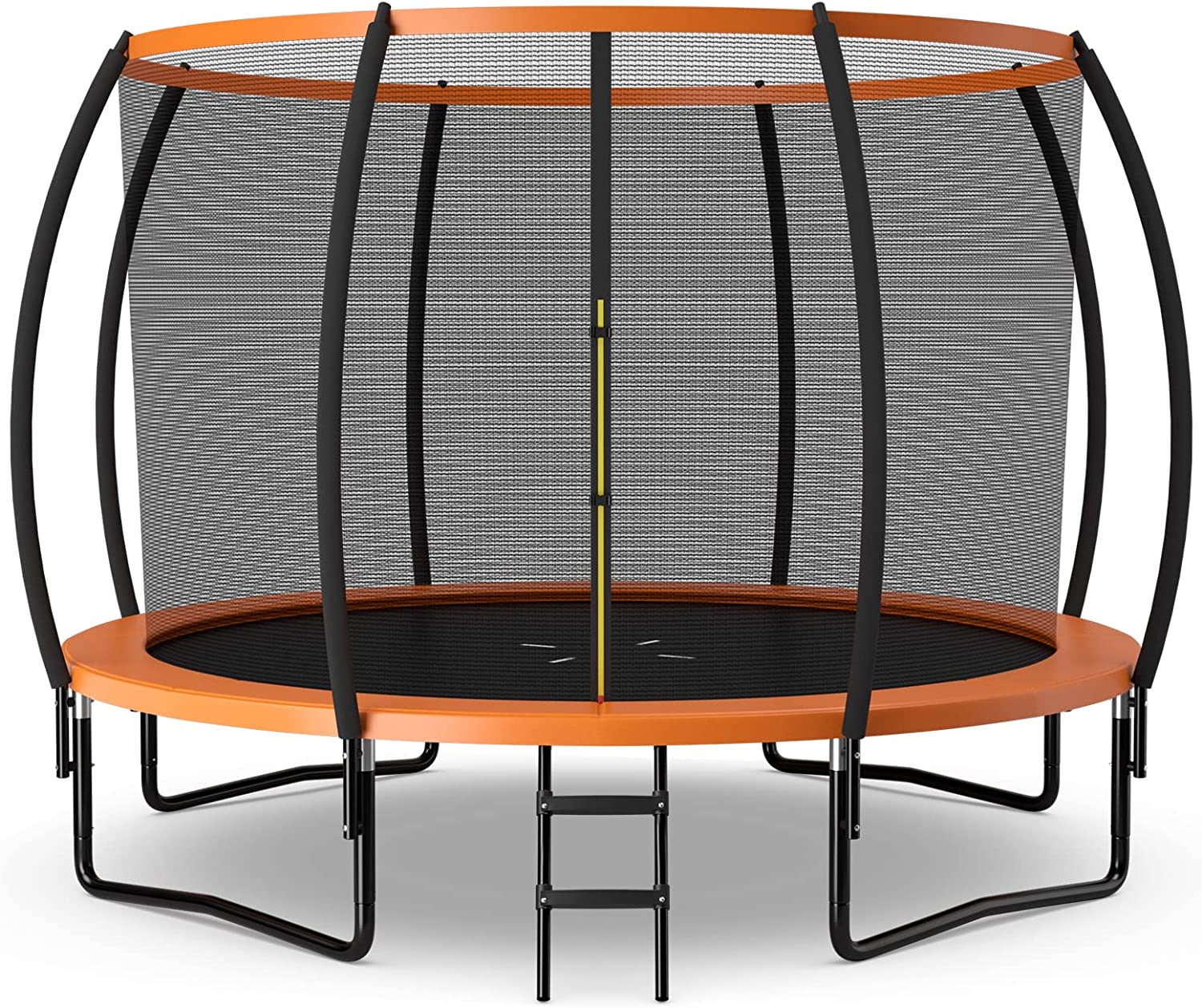 Giantex 8FT 10FT 12FT Trampoline with Enclosure, ASTM Approved Outdoor Large Trampoline with Ladder