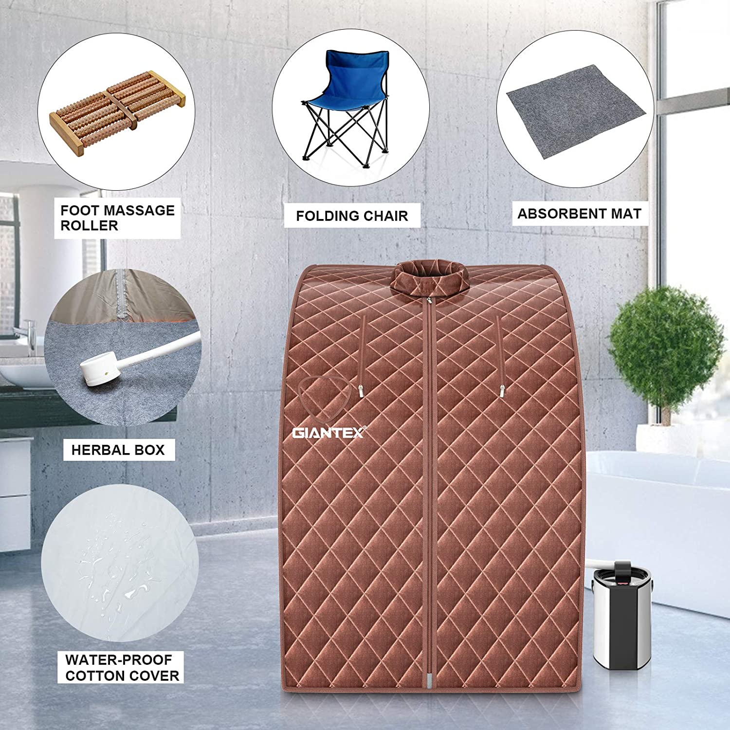 Giantex Portable Sauna 3L Personal Therapeutic Sauna Temperature & Timer Adjustable