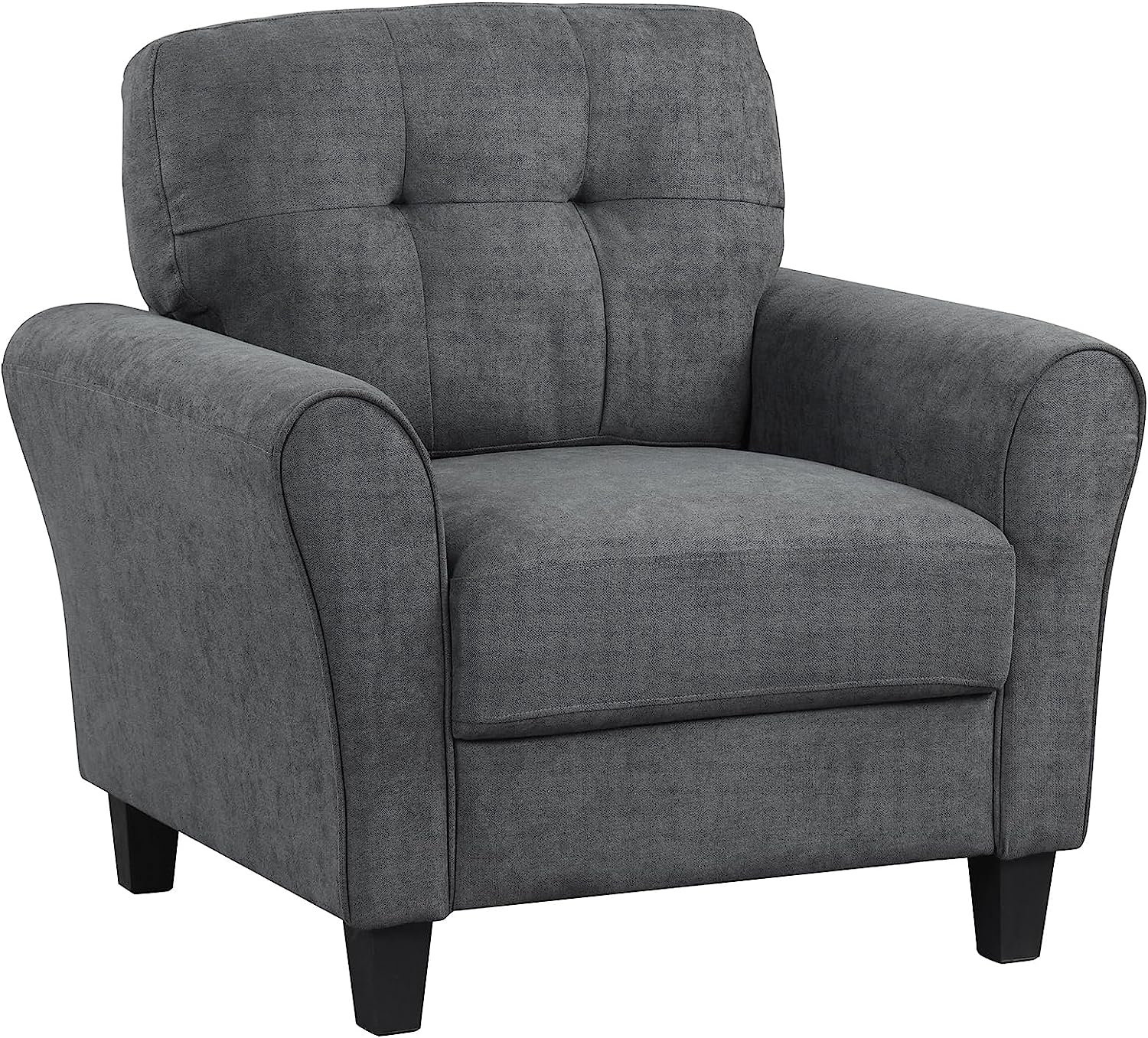 Giantex Modern Mid-Century Accent Chair - Linen Living Room Chair with Tufted Back, Grey