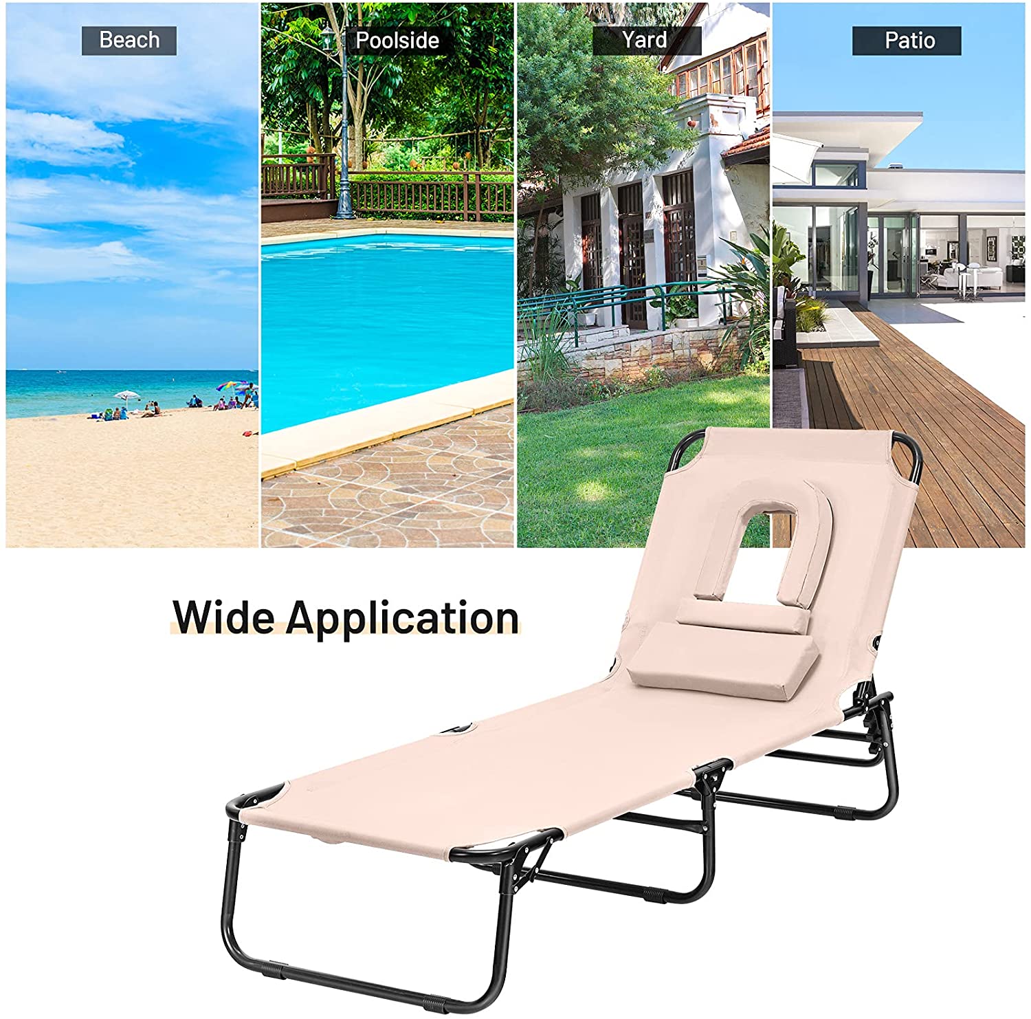 Beach Lounge Chair Chaise Lounge Chairs - Giantexus