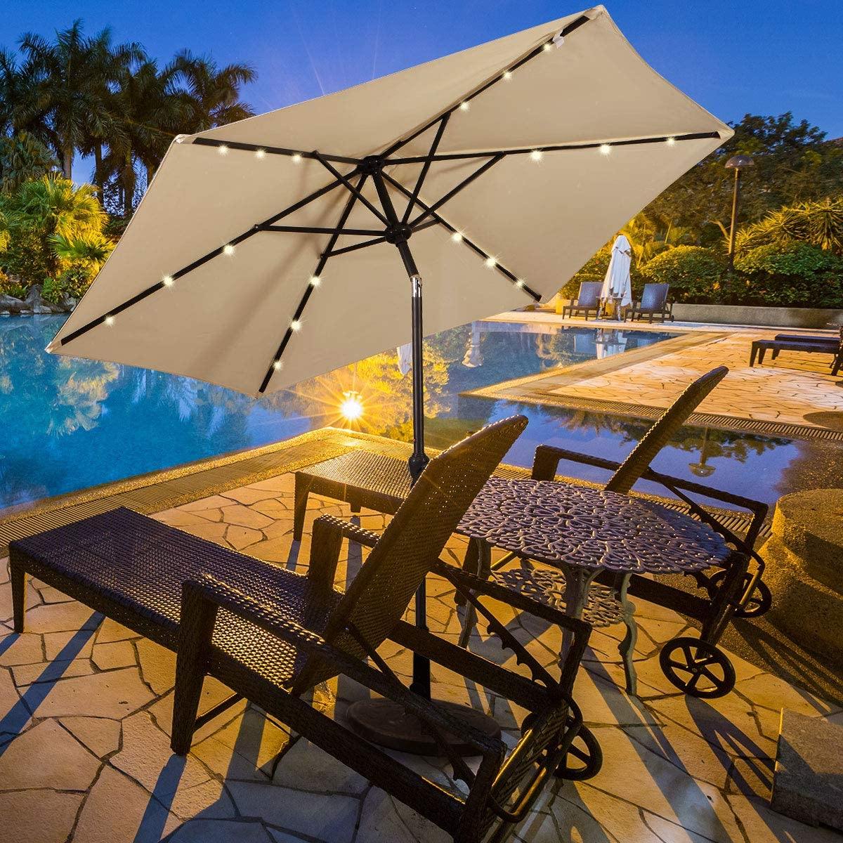 9ft Market Patio Umbrella w/Solar Lights - Giantexus