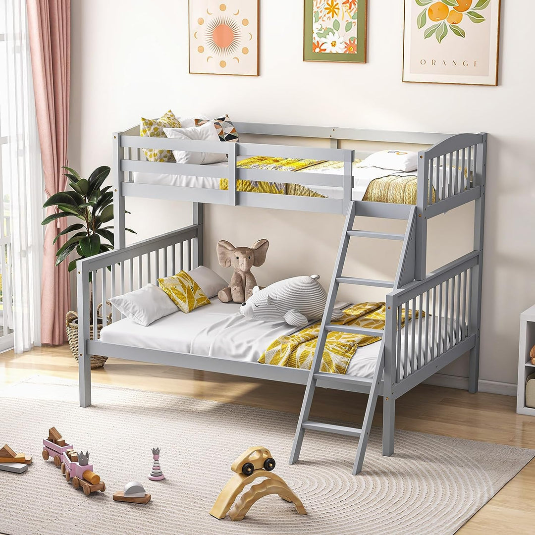 Giantex Bunk Bed, Solid Wood Detachable Bed Frame with High Guardrails & Integrated Ladder
