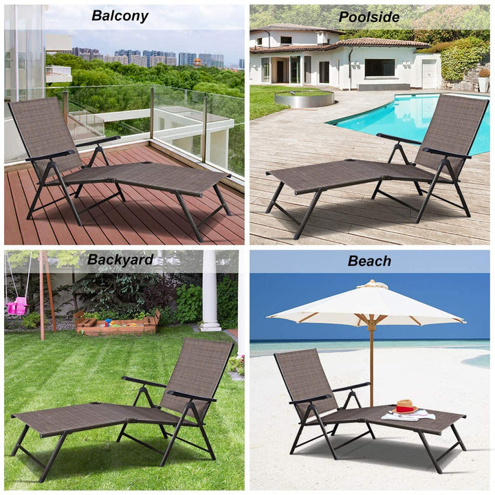 Set of 2 Chaise Lounge Chair with 5 Adjustable Reclining Positions