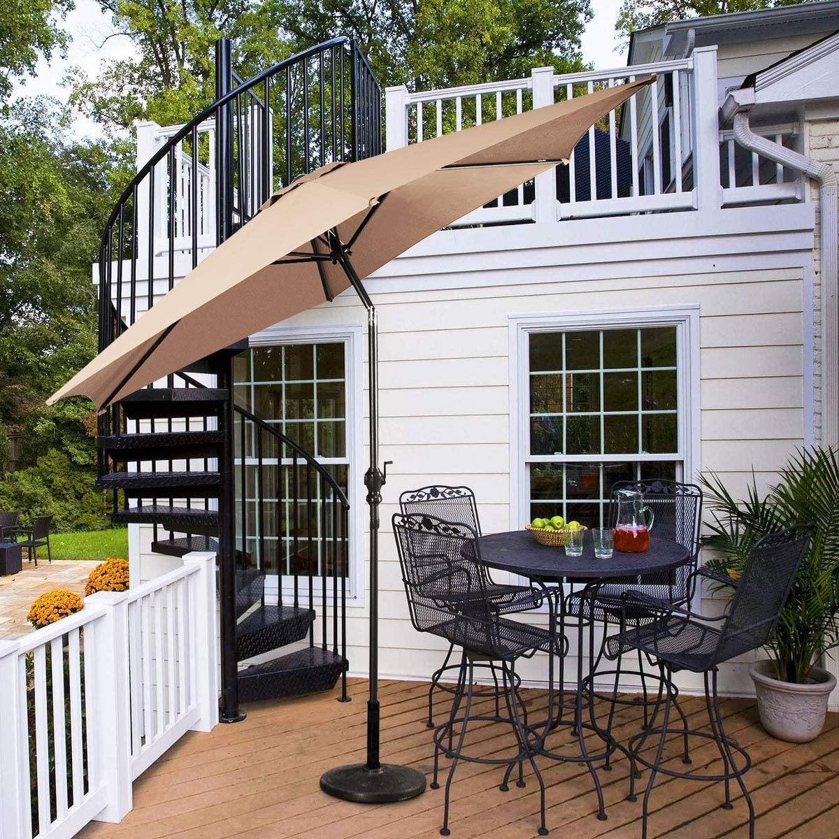 10ft Outdoor Patio Umbrella, Market Table umbrella w/ Tilt Adjustment and Crank, 180G Polyester - Giantexus