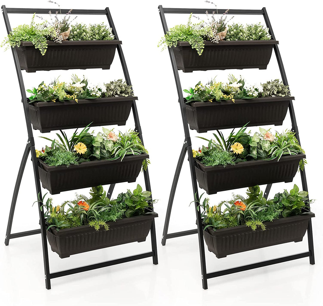 Giantex 2 Pcs 4.1FT Vertical Raised Garden Bed, 4-Tier Elevated Planter Box