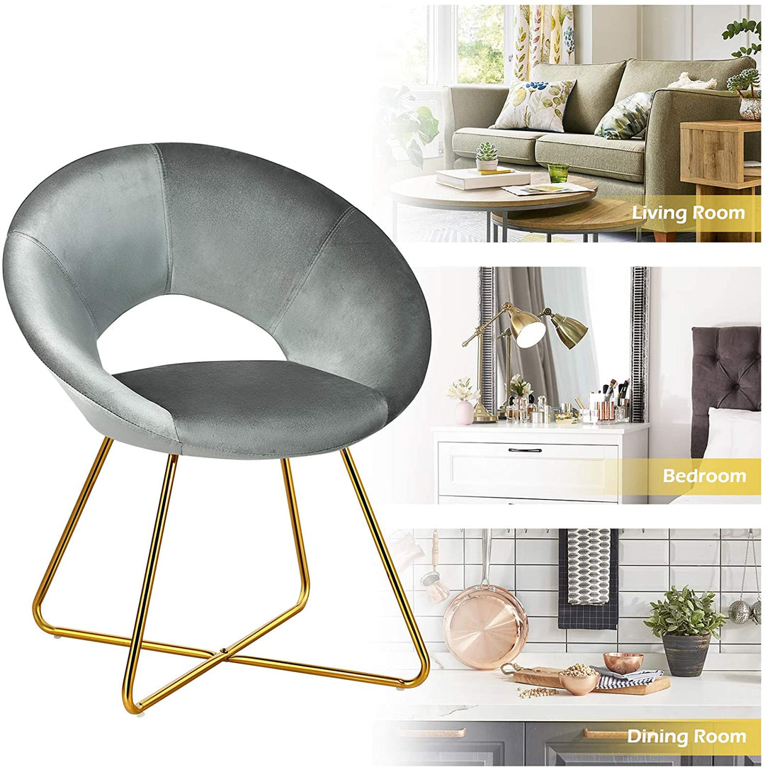Modern Velvet Accent Chair, Comfy Cute Upholstered Vanity Desk Chair - Giantexus