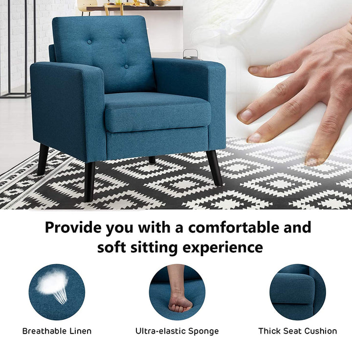 Giantex Modern Accent Chair, Mid-Century Upholstered Armchair Club Chair - Giantexus