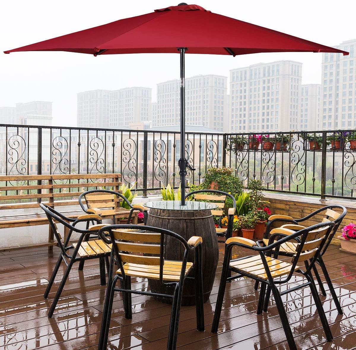 10ft Outdoor Patio Umbrella, Market Table umbrella w/ Tilt Adjustment and Crank, 180G Polyester - Giantexus