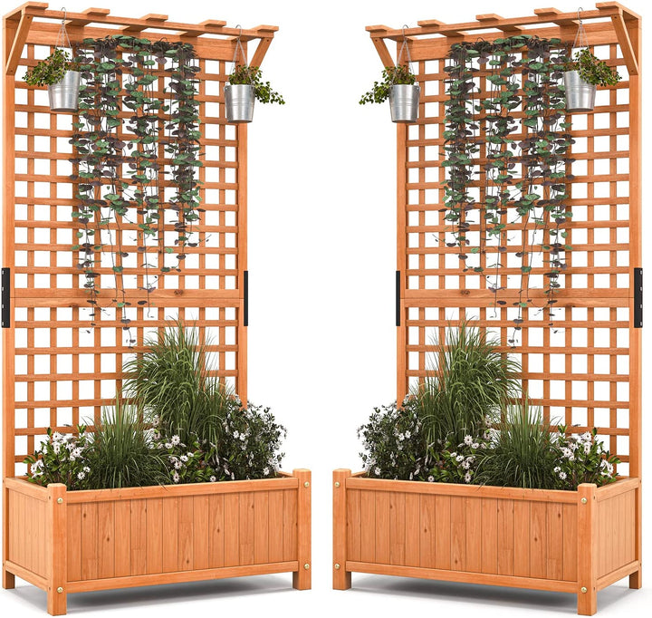Planter Raised Bed with Trellis - Giantex