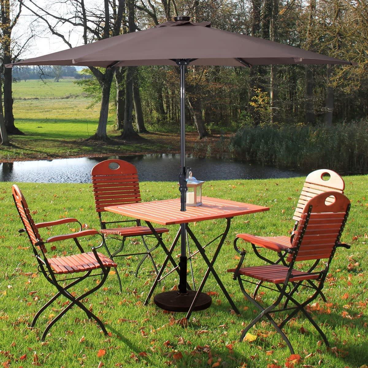 9ft Market Patio Umbrella w/Solar Lights - Giantexus