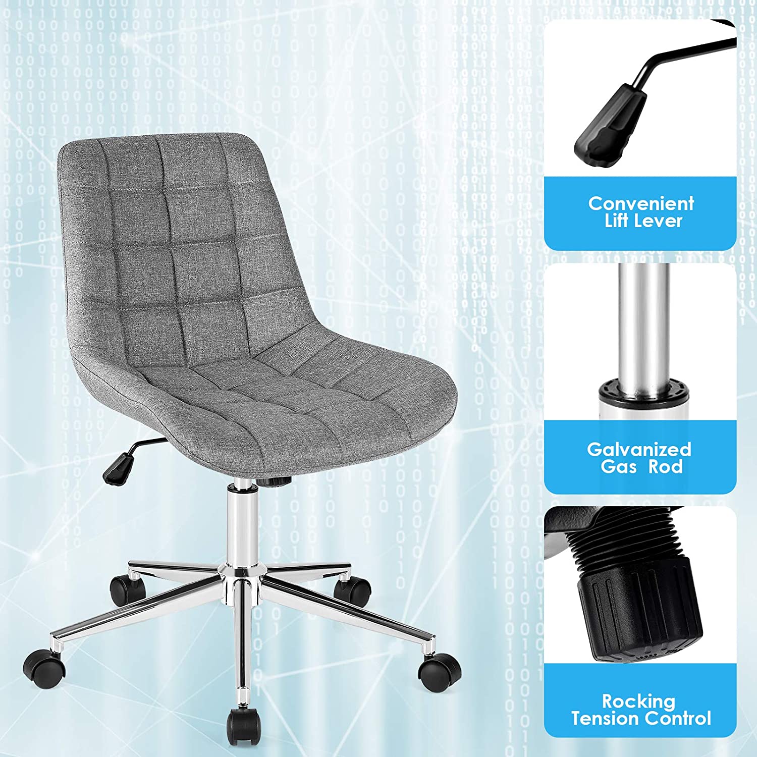 Modern Home Office Chair, Fabric Armless Leisure Chair