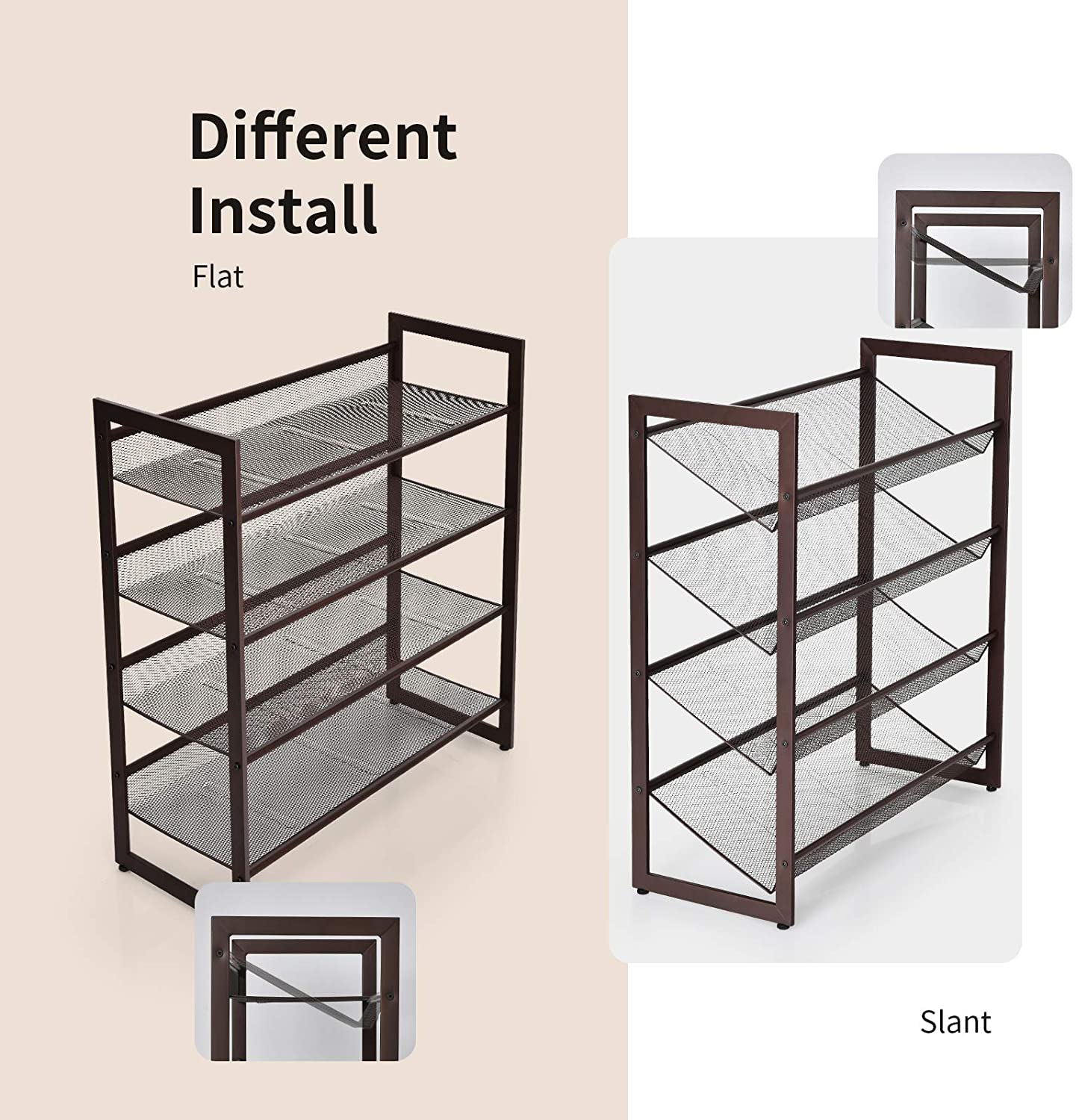 4-Tier Metal Shoe Rack, Shoe Storage Organizer - Giantexus