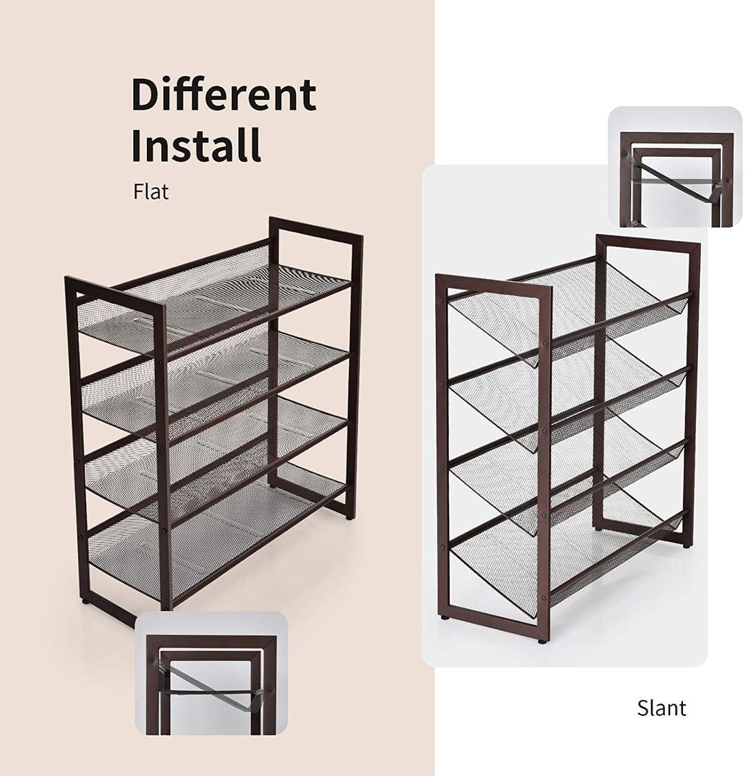 4-Tier Metal Shoe Rack, Shoe Storage Organizer - Giantexus