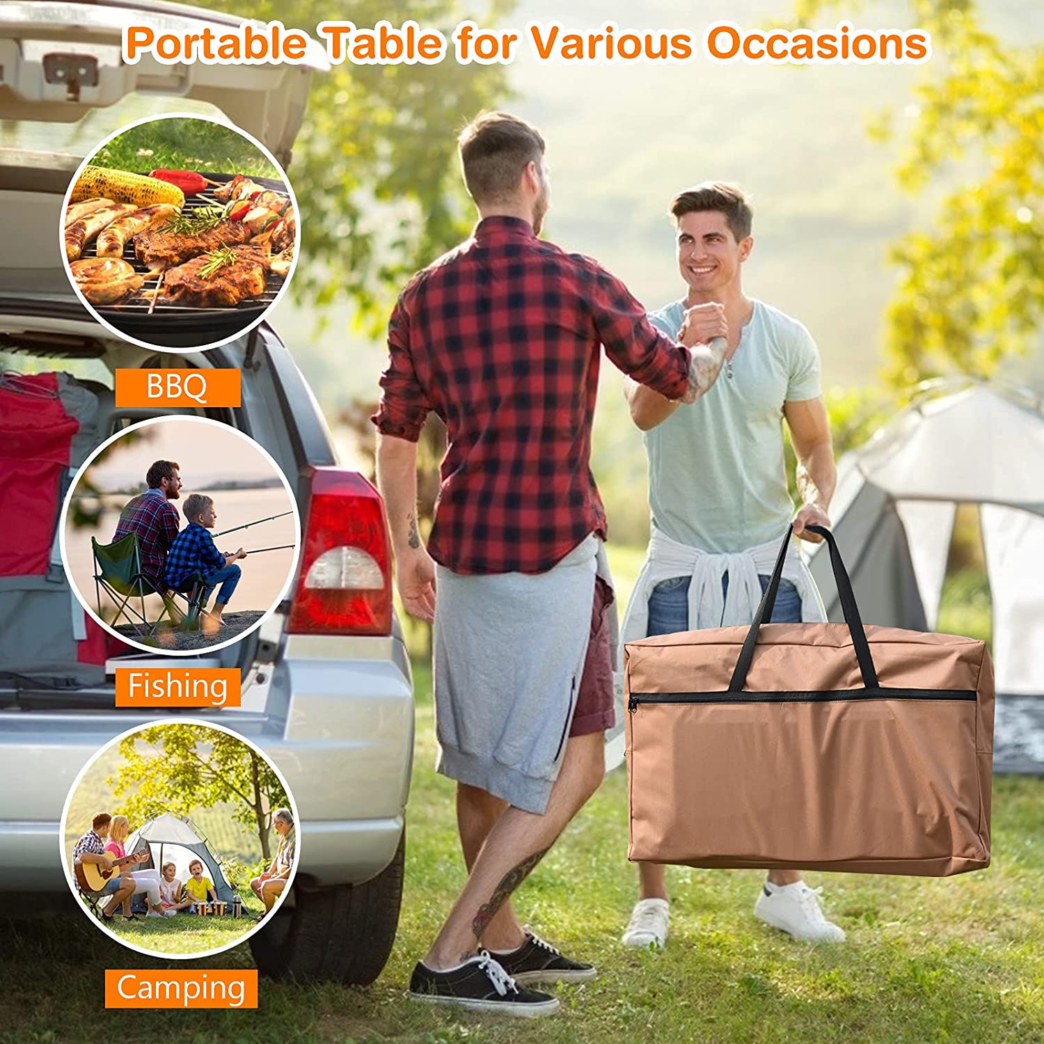 Folding Grill Table with 26'' Tabletop and Detachable Windscreen
