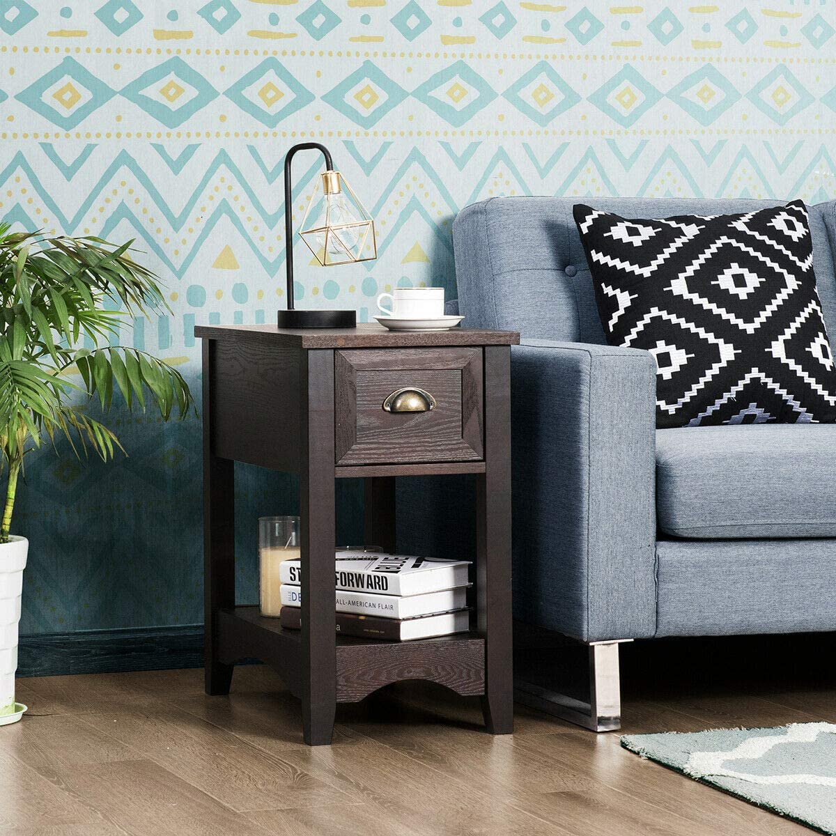 Chair Side End Table with Drawer - Giantexus