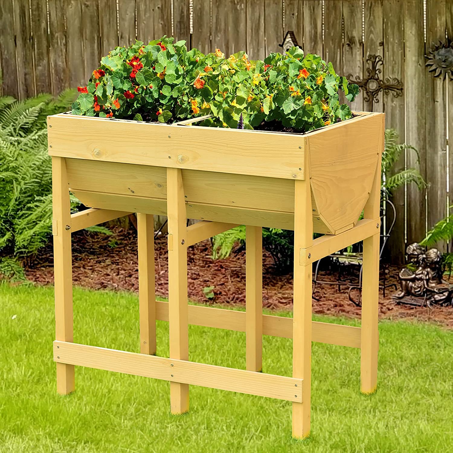 Raised Wooden Flower Planter (28" X 18" X 28.5")