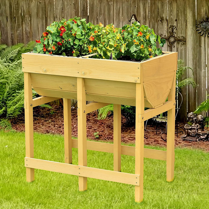 Raised Wooden Flower Planter (28" X 18" X 28.5")