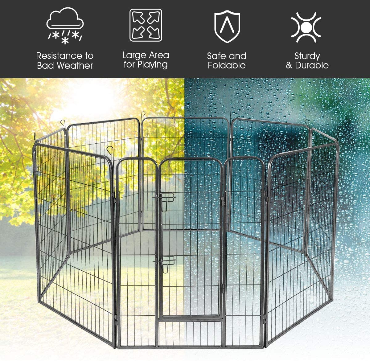 40 inch Dog Playpen with Door, 16 Panels - Giantex