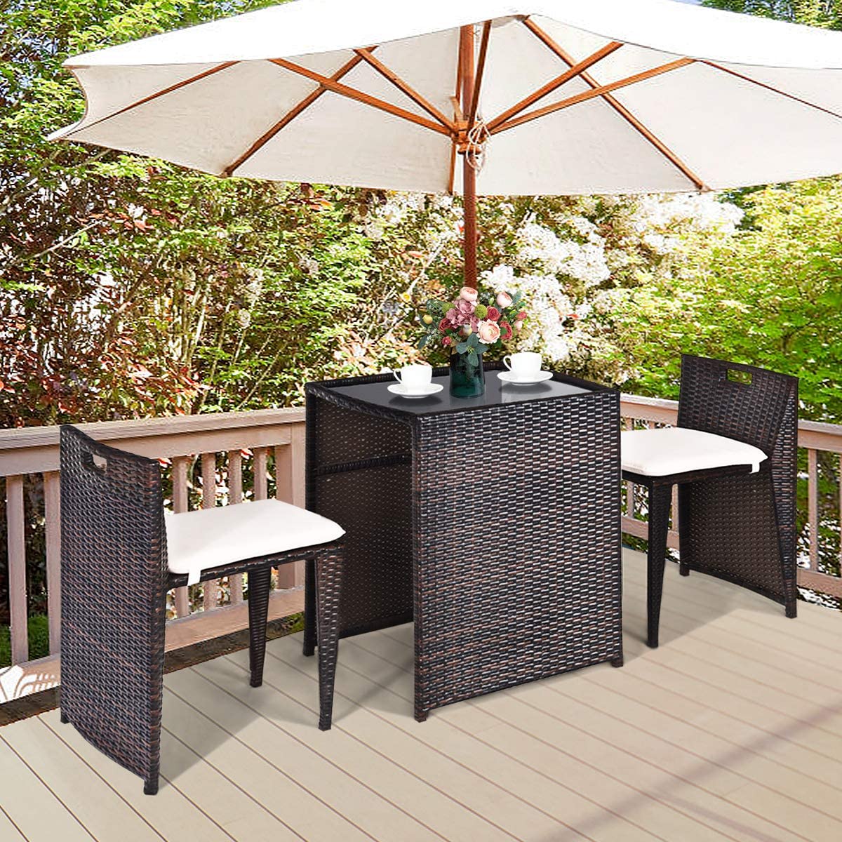 Giantex 3 pcs cushioned on sale outdoor wicker patio set