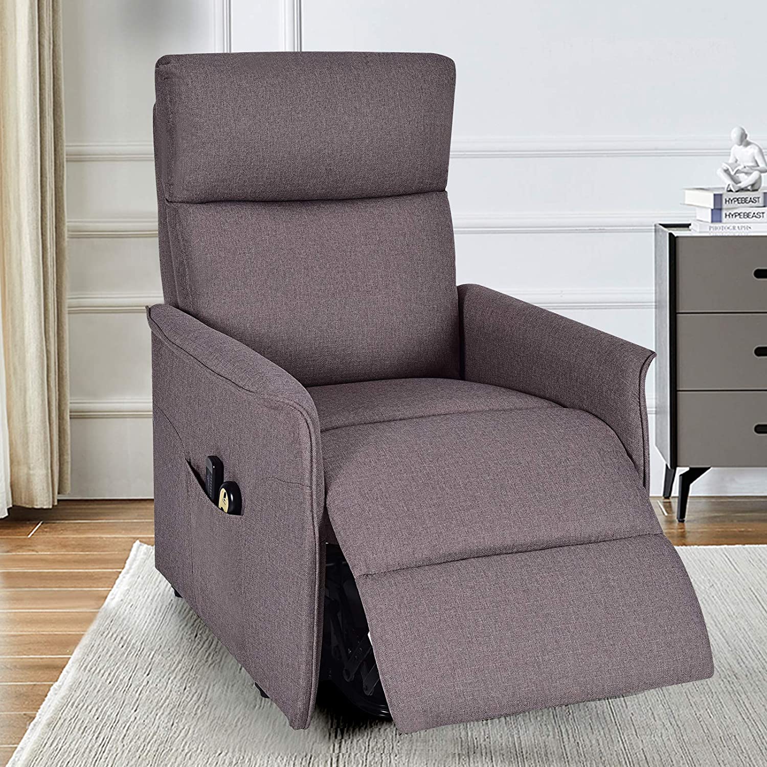 Power Lift Massage Recliner Chair for Elderly, Soft Fabric Sofa Chair