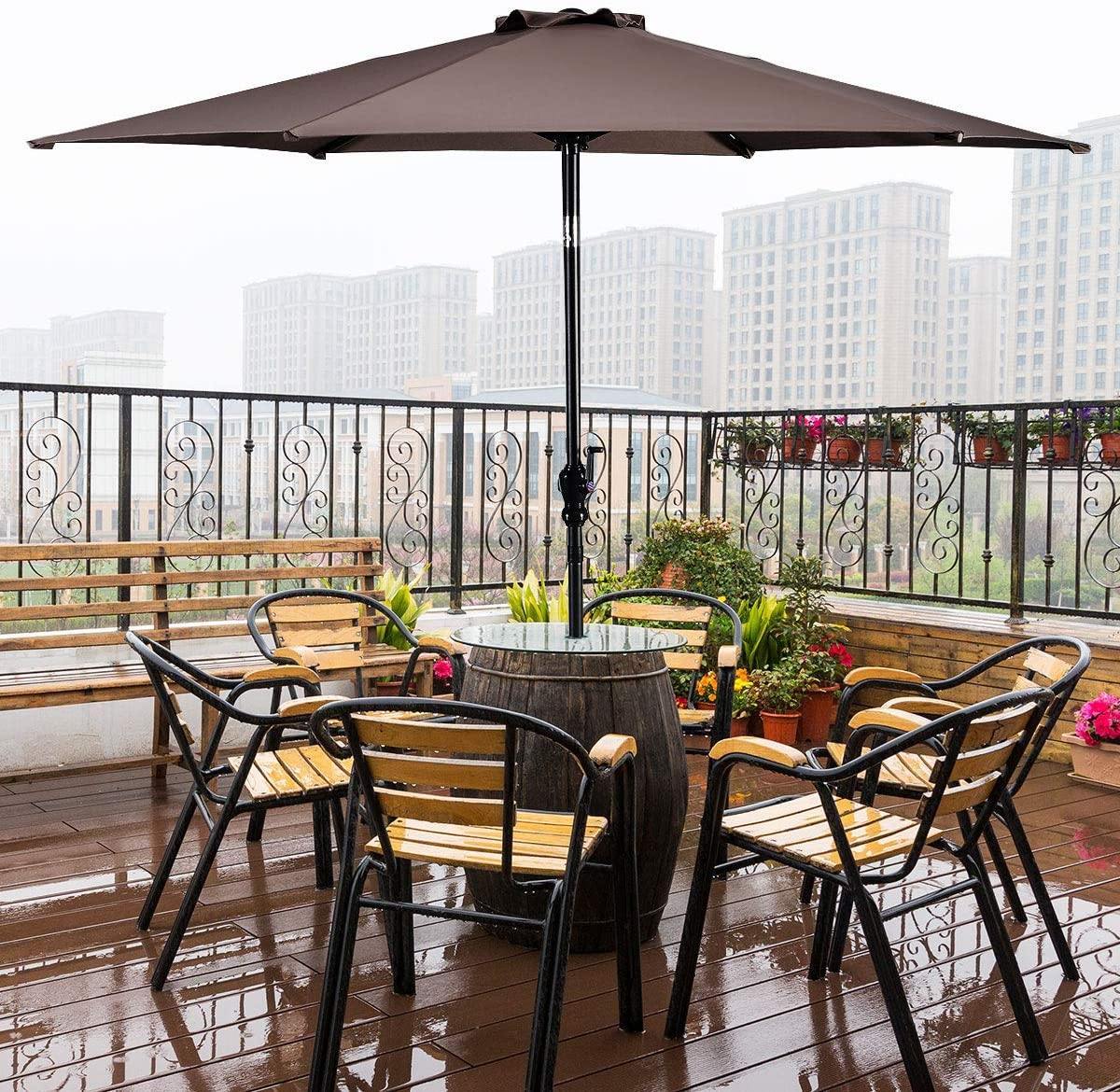 10ft Outdoor Patio Umbrella, Market Table umbrella w/ Tilt Adjustment and Crank, 180G Polyester - Giantexus