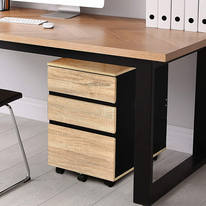 3-Drawer Mobile File Cabinet Under Desk for Legal Letter File Home Storage - Giantexus