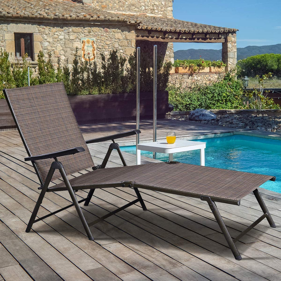 Set of 2 Chaise Lounge Chair with 5 Adjustable Reclining Positions