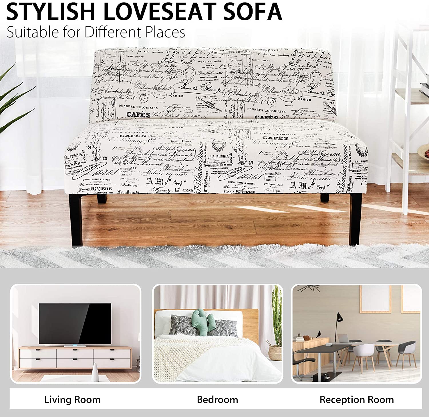 Armless Loveseat Sofa Modern Sofa Chair - Giantexus